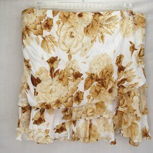 Express Women's Brown Floral and White Bubble Mini Skirt Ruffled Tiers Size XL